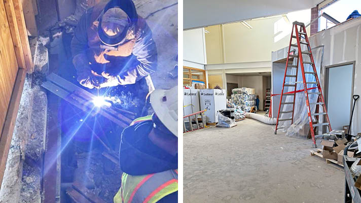 people working on entryway and lobby