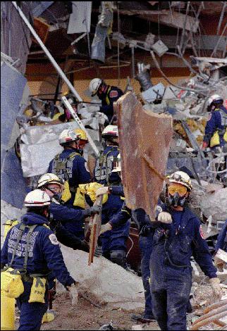 MCFRS personnel at the site of the Oklahoma City bombing