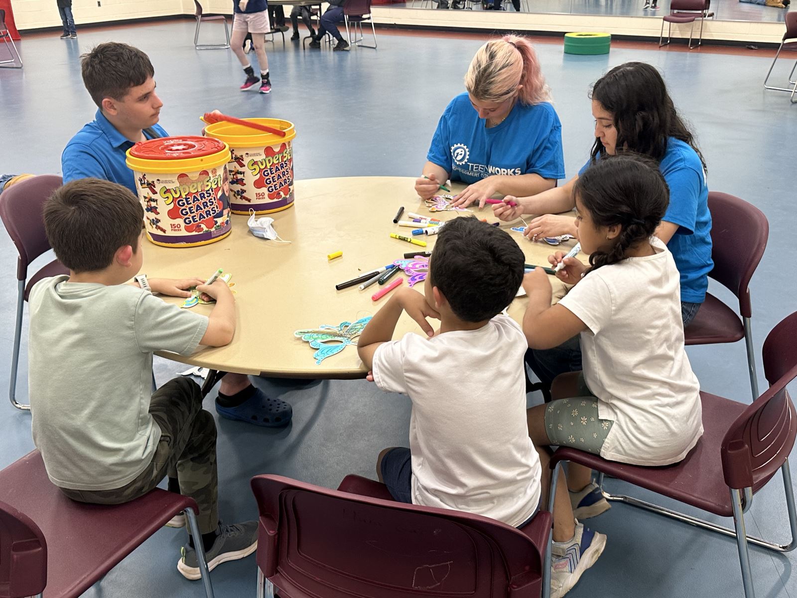 Kids in therapeutic recreation art class