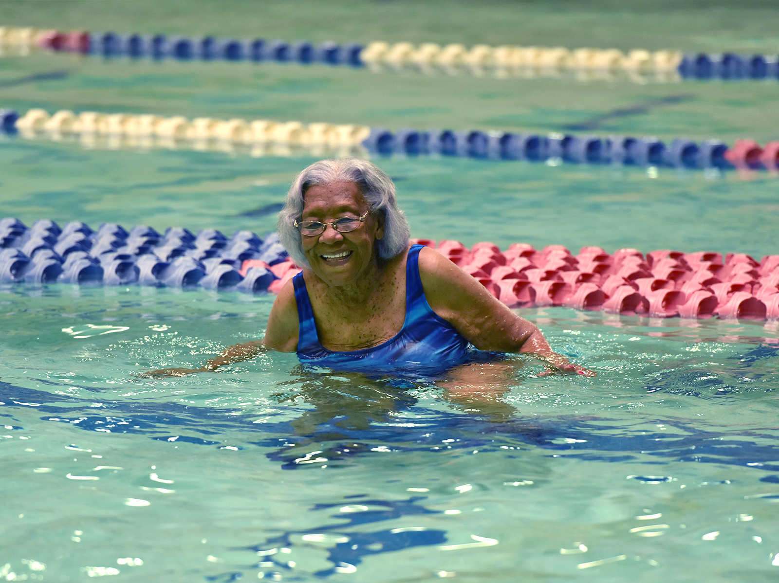woman in water exercise class