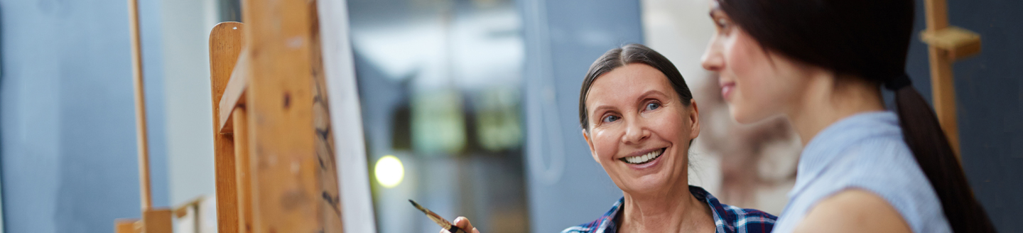 instructor teaching art class