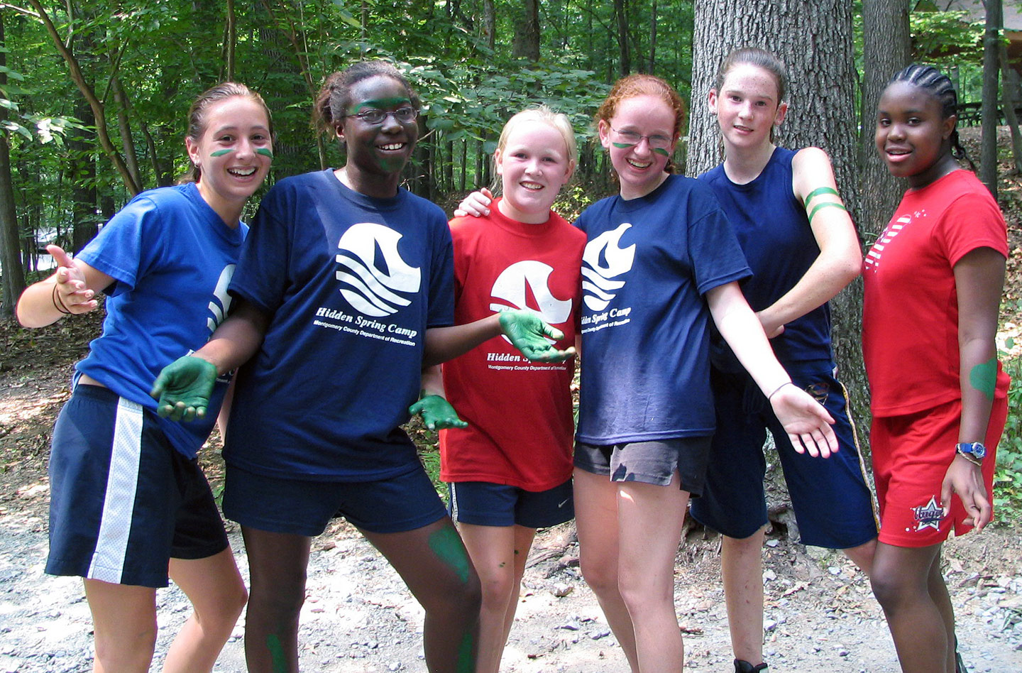 six girls in forest